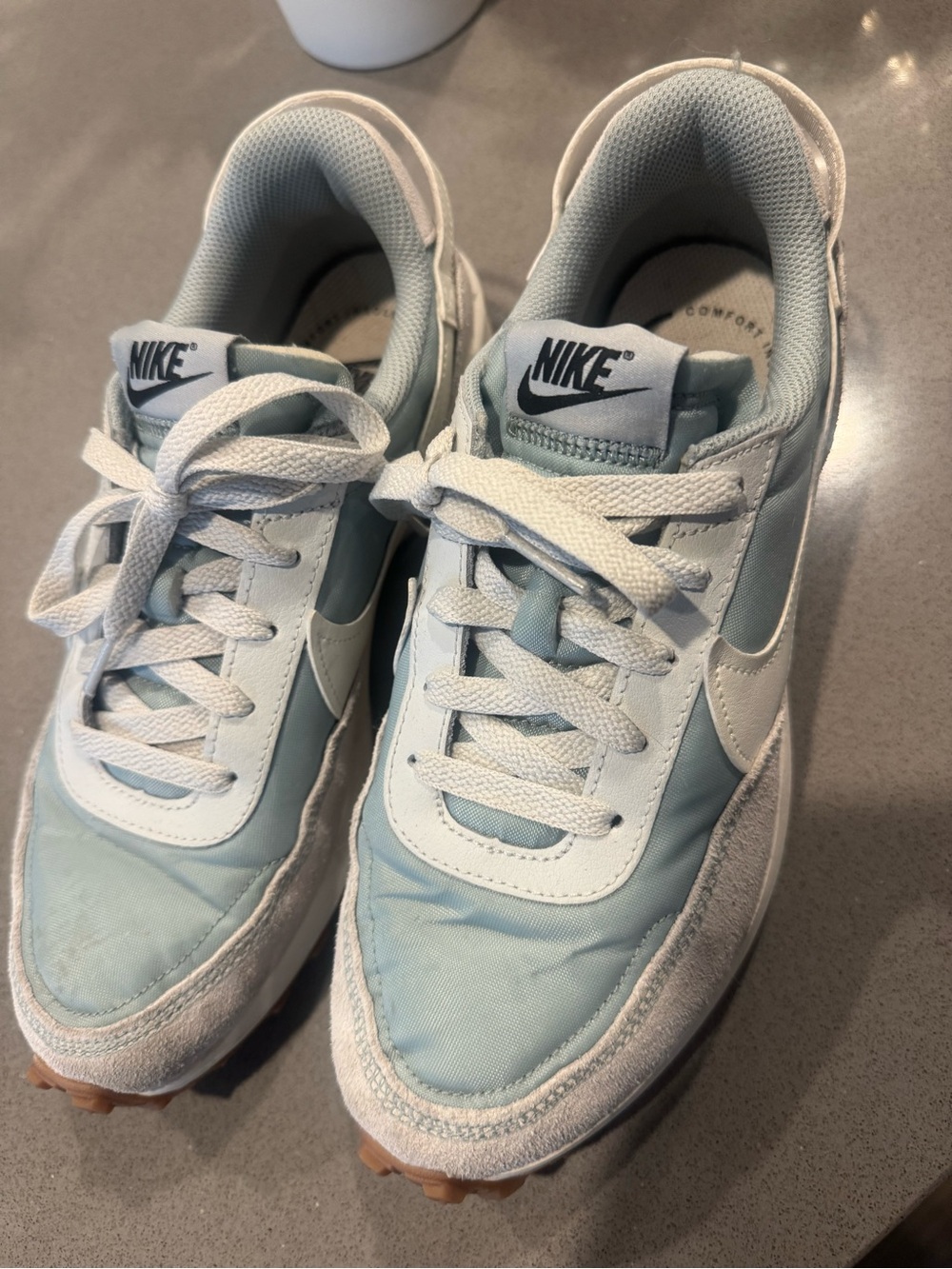 Nike Pale Blue and White Low-Top Sneakers